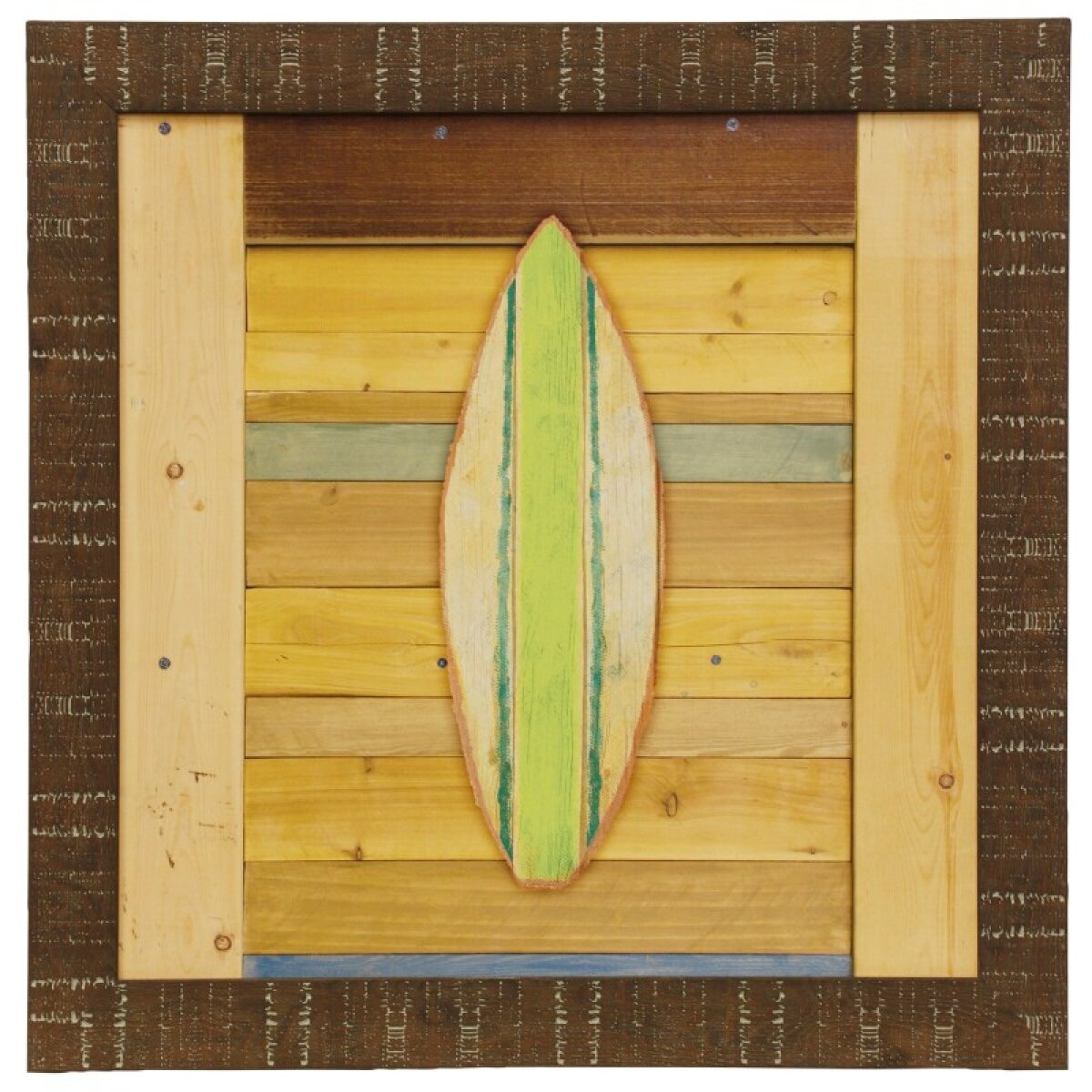 aa312191b4a83fc540f647ed6a58b26a Green Surfboard Juvenile Coastal Collection Wall Art Framed Print Under Glass - Image 1