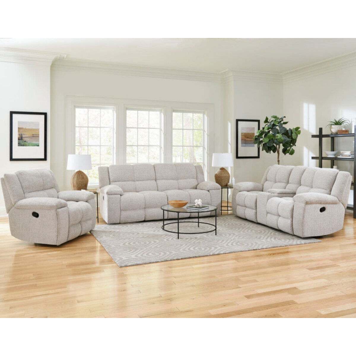 aa46b0ab1ac3b14272cbe62141c3cb24 Buster - Opal Taupe Manual Dual Reclining Sofa Group - Image 1