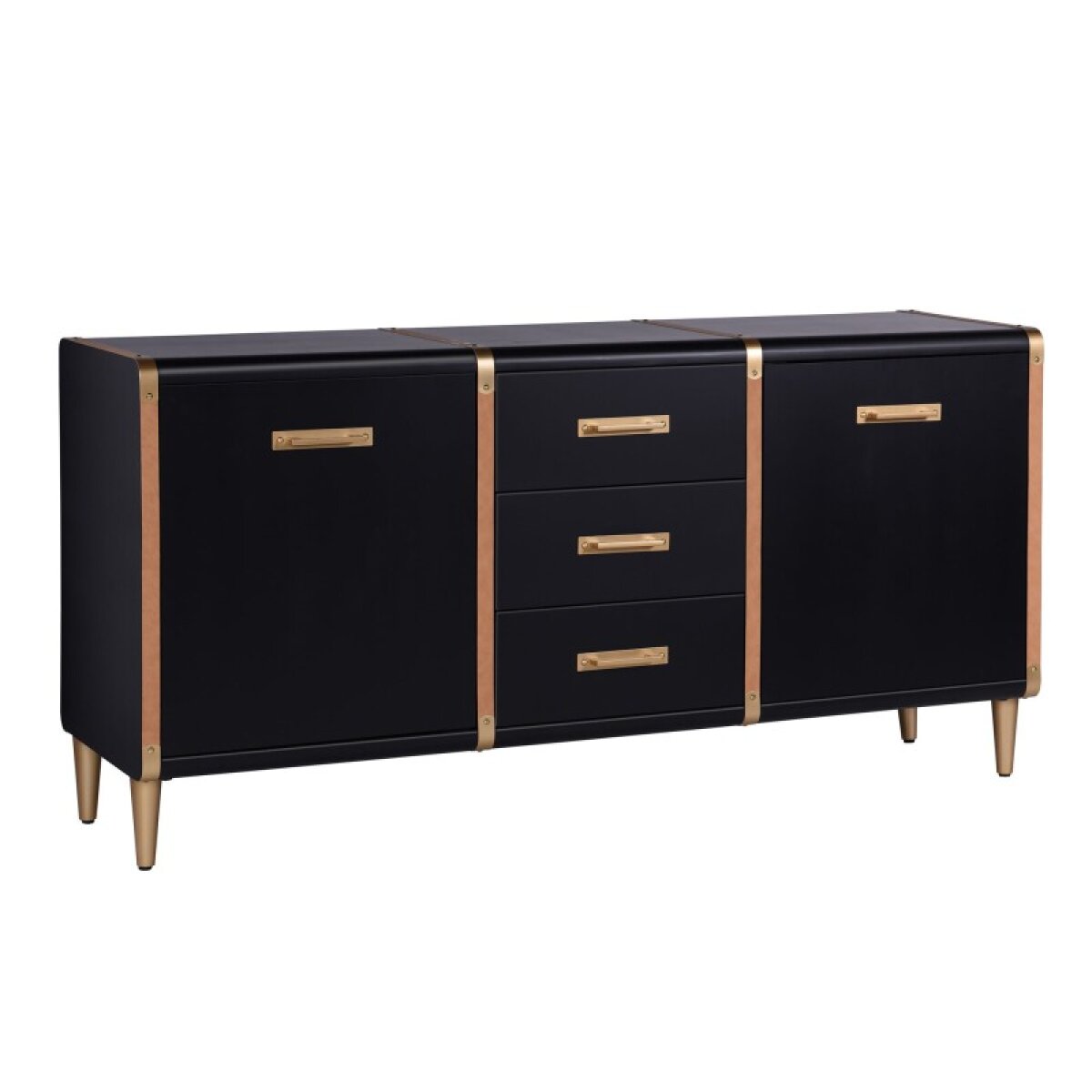 aad19d704c2702a1d727517886996656 Trunk Sideboard Three Drawer And Two Door Sideboard In Matte Black Metal - Image 1