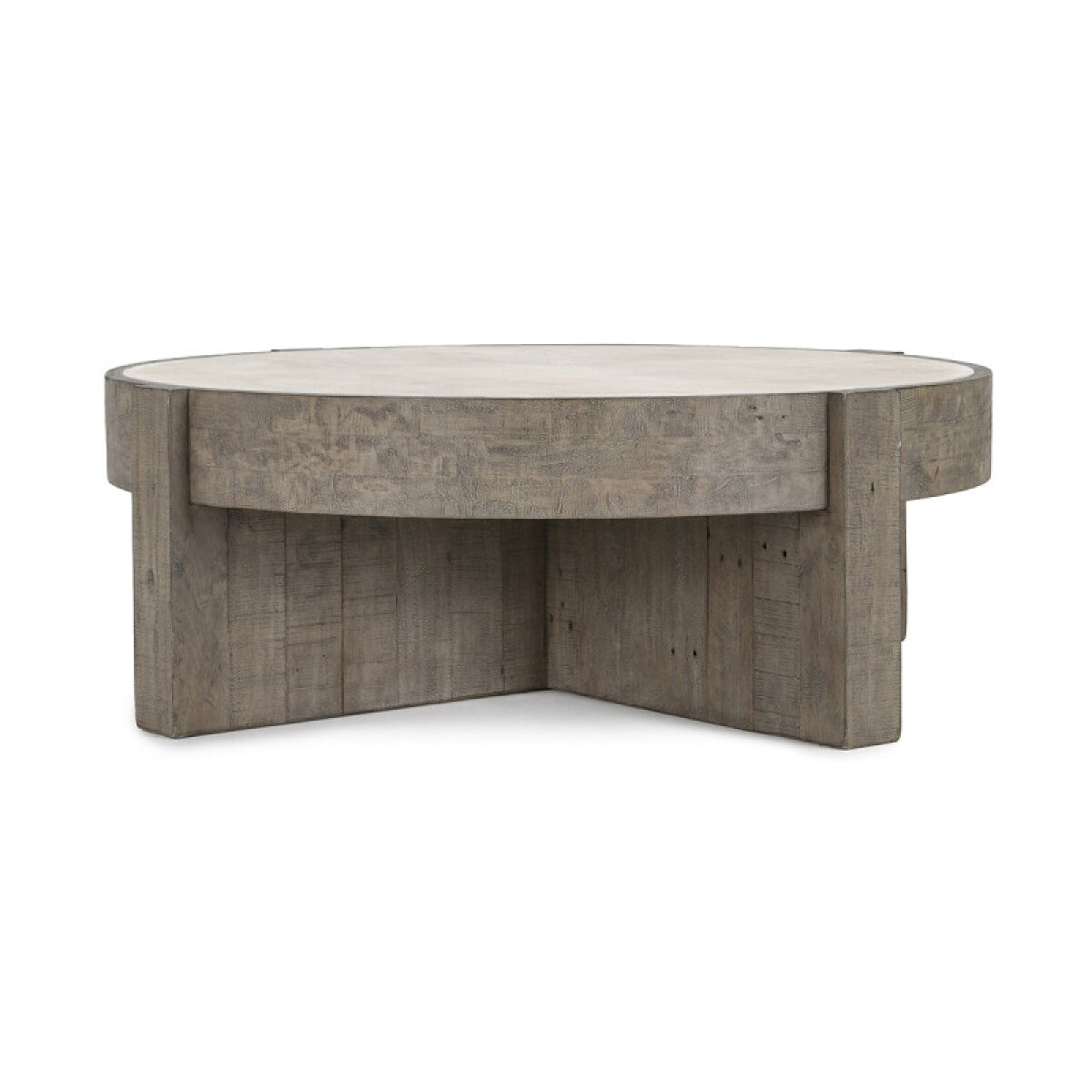 ab2f2291b0cc76f2ff9d45cb61ebe783 Sonoma Solid Wood Round Coffee Table - Antique White/distressed Gray - Image 1