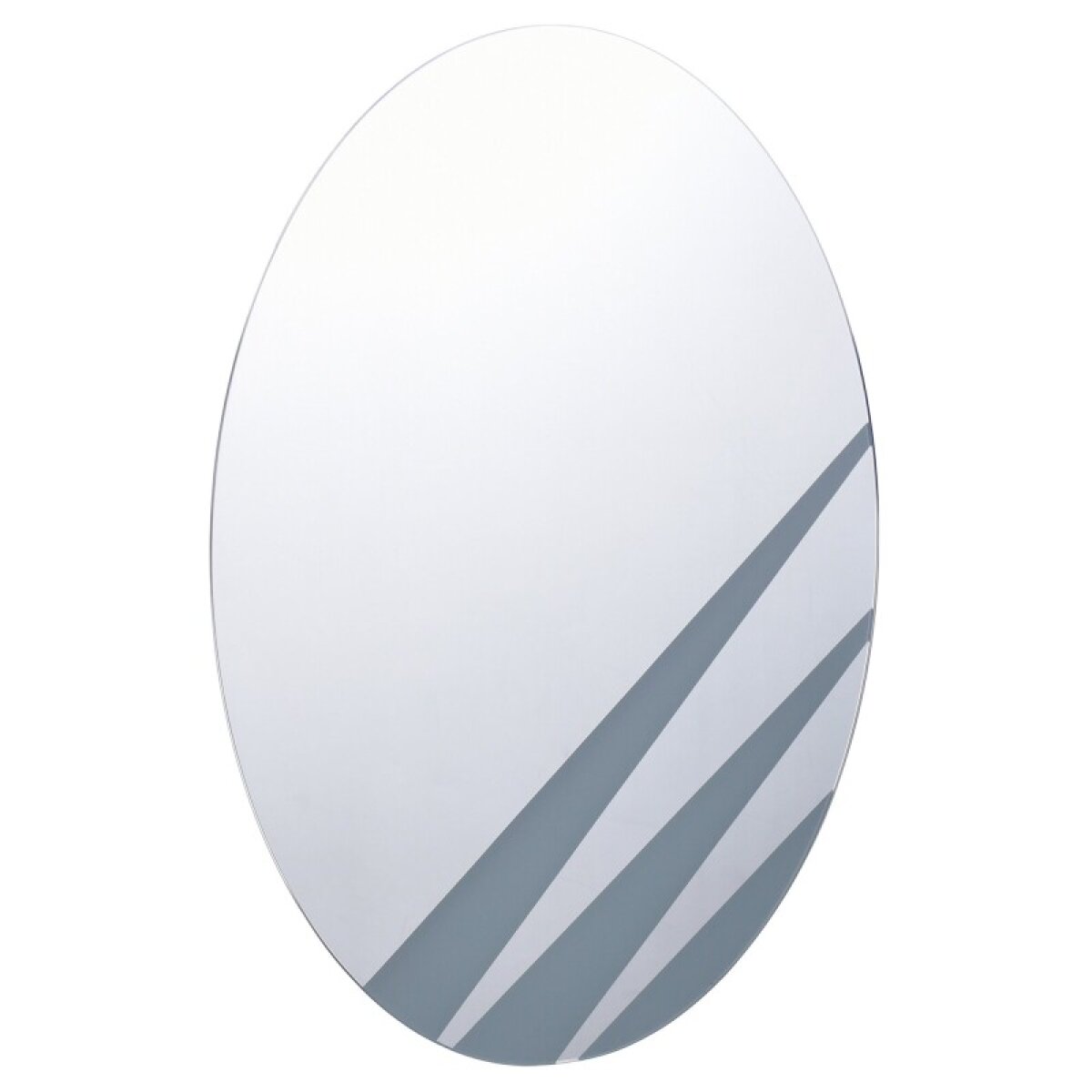 ab3586d941376e61bcffdbed4278ae5a Gray & Clear Contemporary Oval Geometric Design Frameless Mirror - Image 1