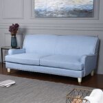 Dann Foley Lifestyle Baby Blue Upholstered Sofa On Casters - Image 7