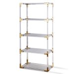 Rani Bookcase- Large | Acrylic And Clear Glass With Brass Finish On Metal