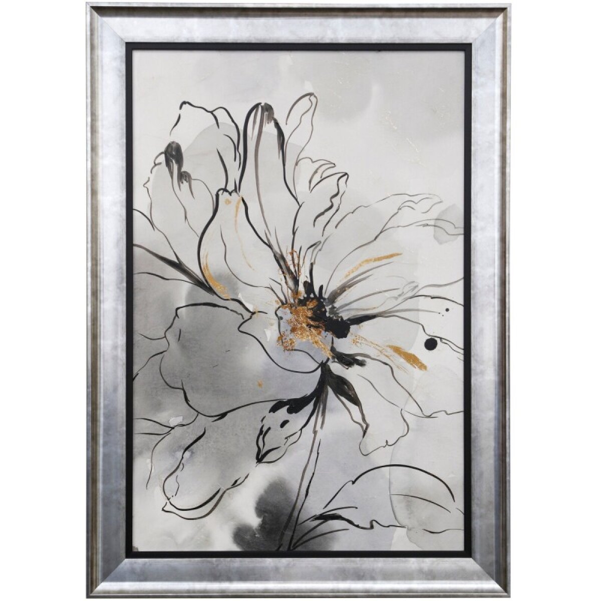 ac8069f3c46bdaa2c3bad0c6b206c5a2 Floral Sketch I Textured Framed Print - Image 1