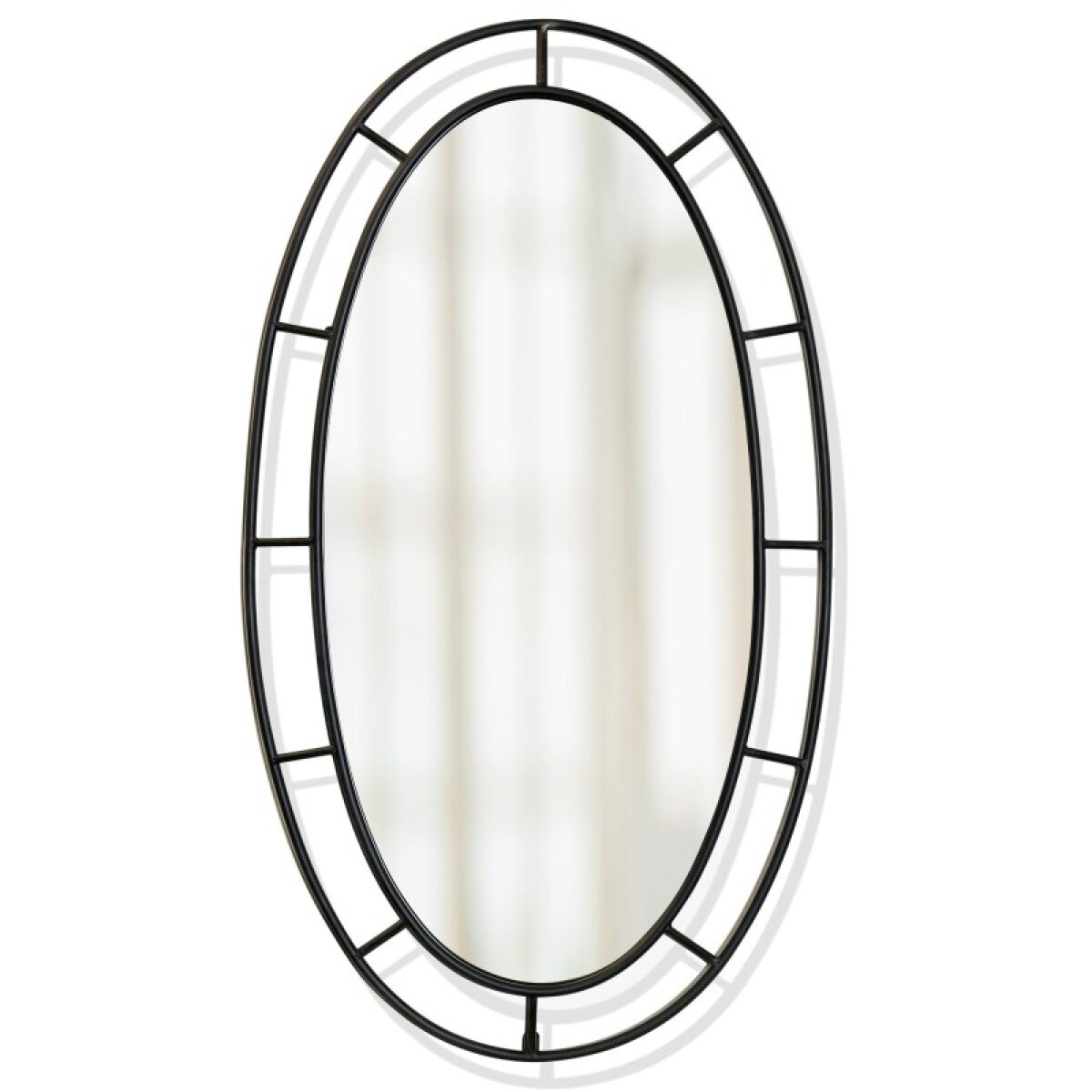 ac8fc98e1d19baa937476158aaf2e944 Distressed Black Oval Metal Mirror - Image 1
