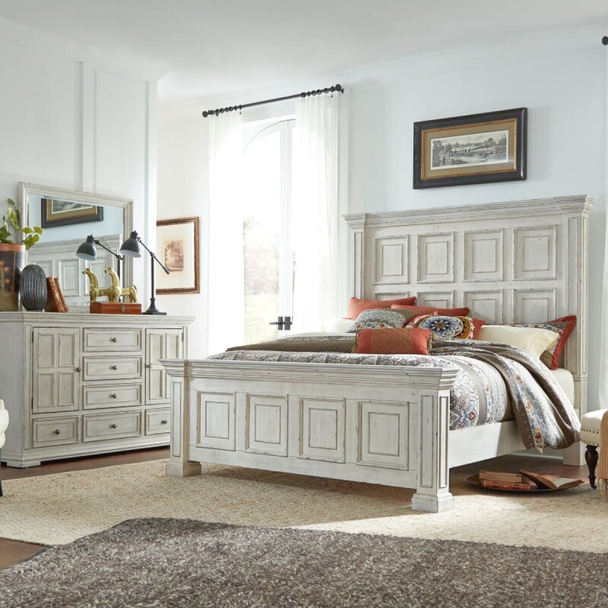 acadaedf9d2bf184fa060d4462f2580f Big Valley King Panel Bed, Dresser & Mirror - Image 1