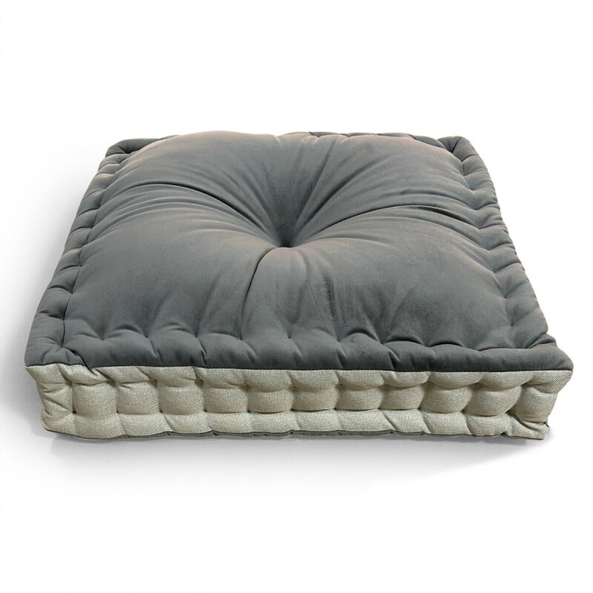 acd4eae93a4e7a1c04688508d9b5dd91 Dann Foley Lifestyle Small Sterling Floor Pillow Smoke Velvet And Flax Linen - Image 1