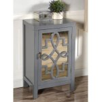 Soft Gray Small Mirrored Side Table With Storage - Image 5