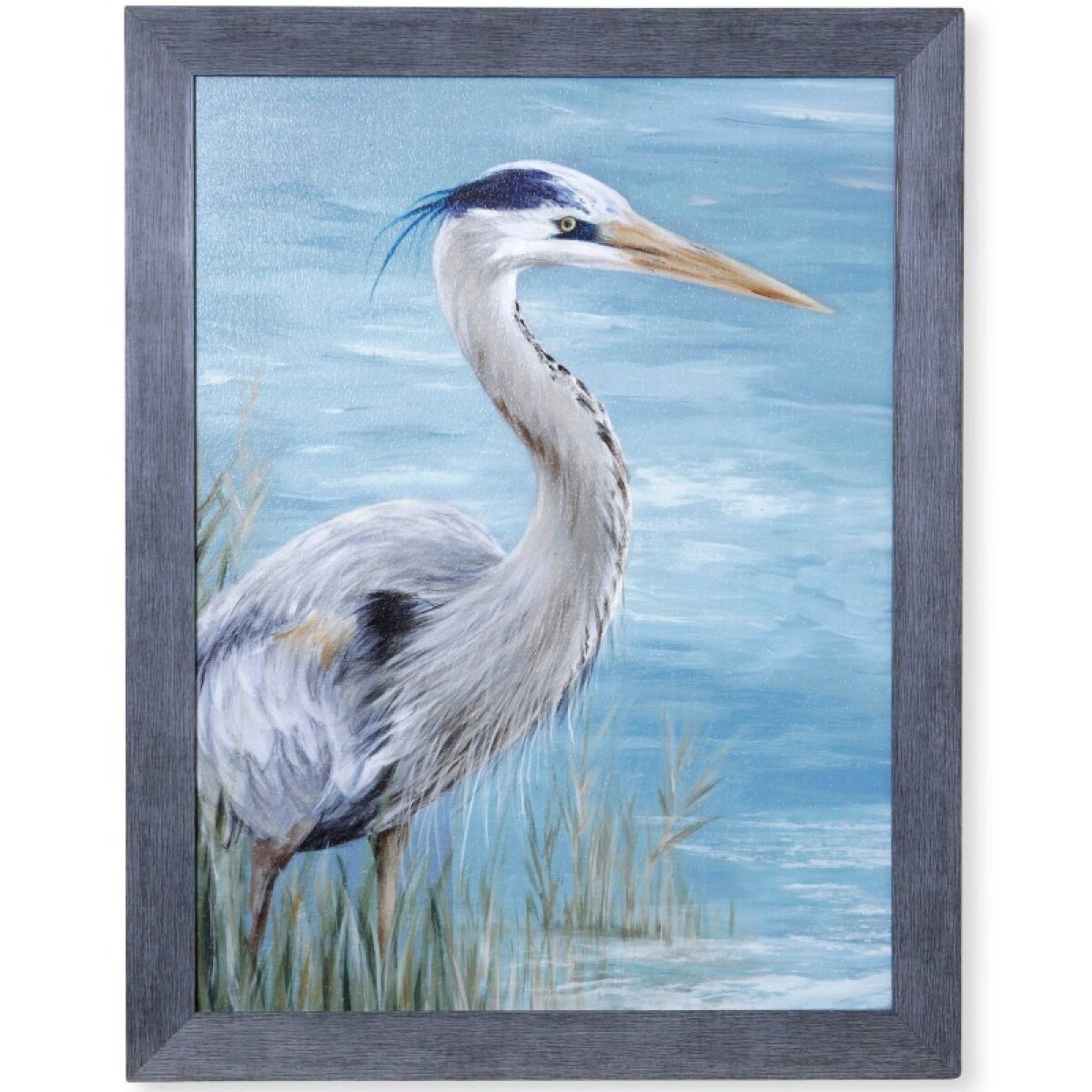 ad1ded12d0028562f0b4e1b80c6048c4 Great Blue Heron Gaze Textured Framed Print - Image 1