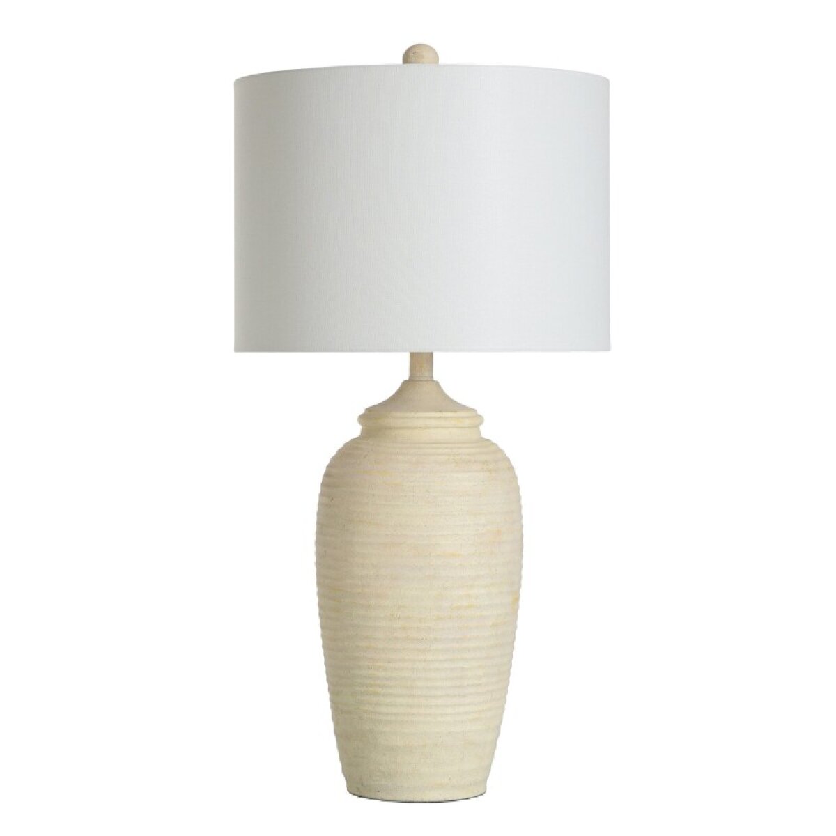 ad8e2a4762b313cb85dcee1434fc1971 Brie Polyresin Rippled Table Lamp In Cream Finish With Linen Hardback Shade 150 Watts - Image 1