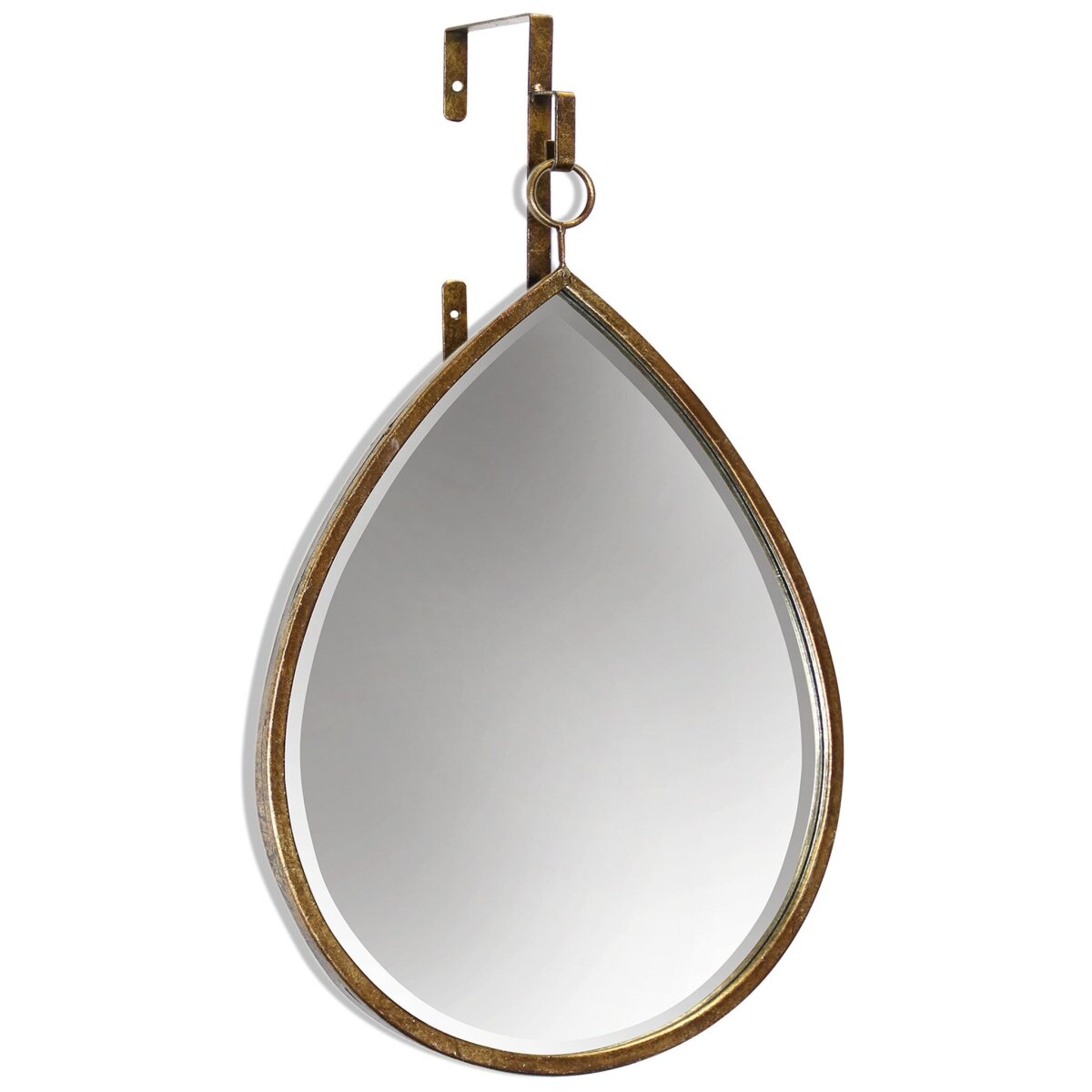 ae28b30883c9115ba78ee68ddf529444 Haile Mirror- Teardrop | Antique Gold Finish On Metal Frame | Plain Glass Beveled Mirror - Image 1