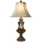 Table Lamp With Winthop Finish And Golden Accents With Tassels And Bell Shade