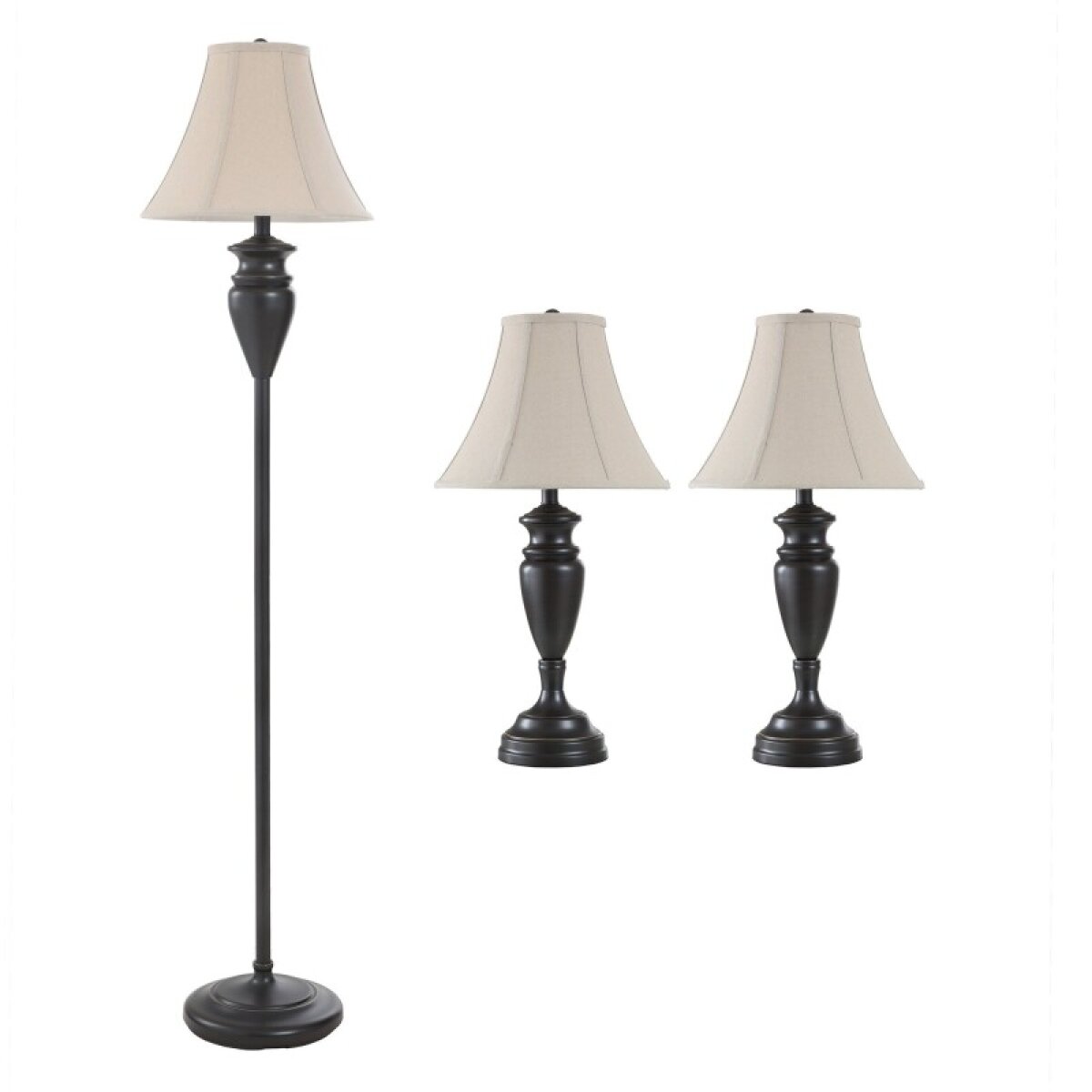 aeab00da11a0daef70f28b0eee94c9b0 Qb-dunbrook Steel Multi Pack Set Includes 2 Table Lamps Floor Lamp Natural Linen Shades - Image 1