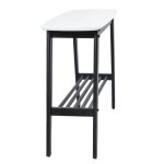 Birchwood Console Table Faux White Marbled Top Black Slatted Lower Shelf - Image 5
