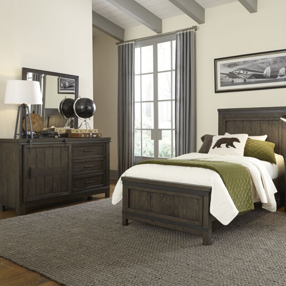af161006bd5d263dad85f8cf467e4339 Thornwood Hills Twin Panel Bed, Dresser & Mirror - Image 1