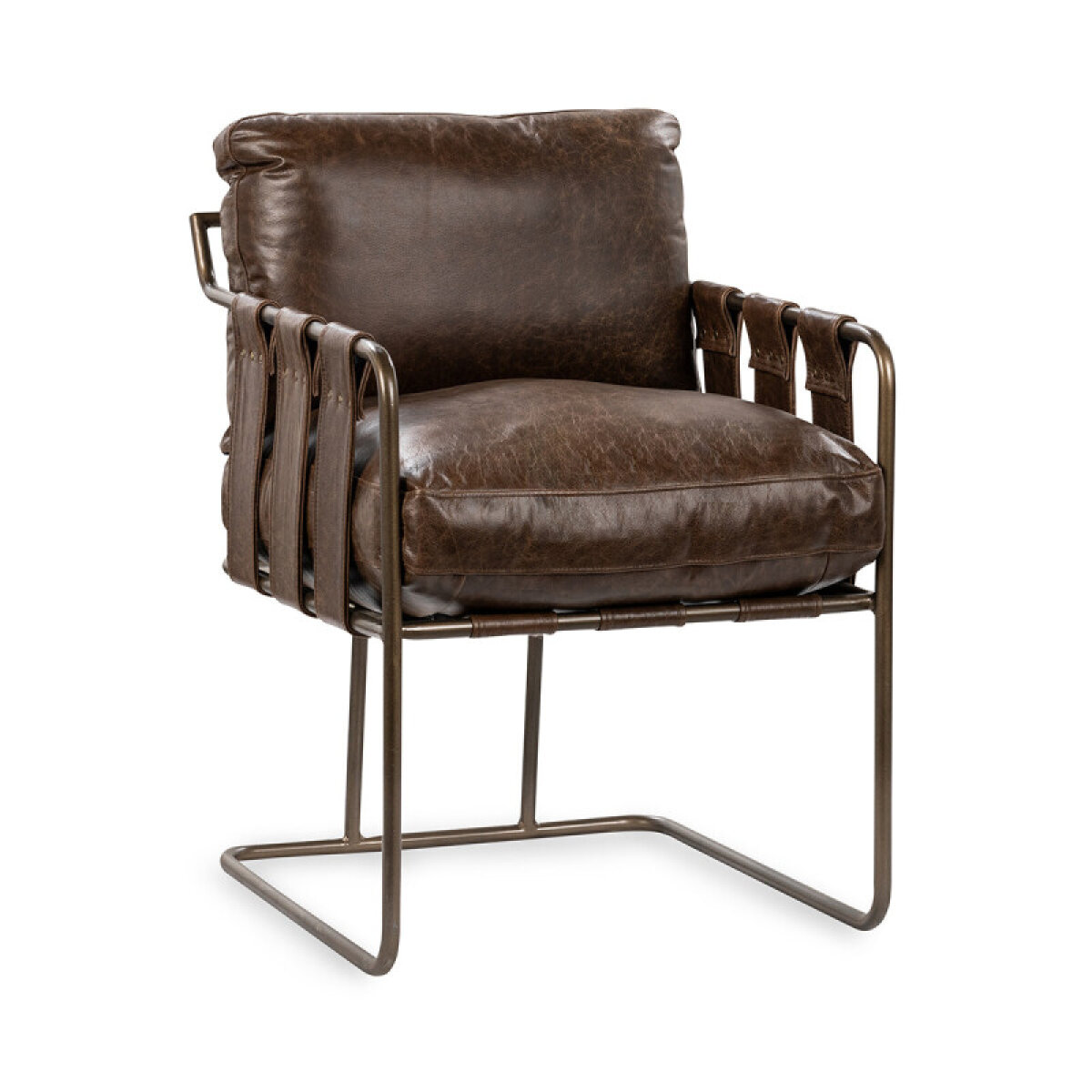aff630ffe7f22146d01361f851f5a63e Strapling Leather Dining Chair - Cocoa Brown - Image 1