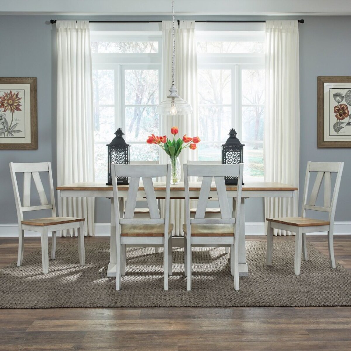 b07cf5911366388acde3d81a040f0238 Lindsey Farm 7 Piece Trestle Table Set - Image 1