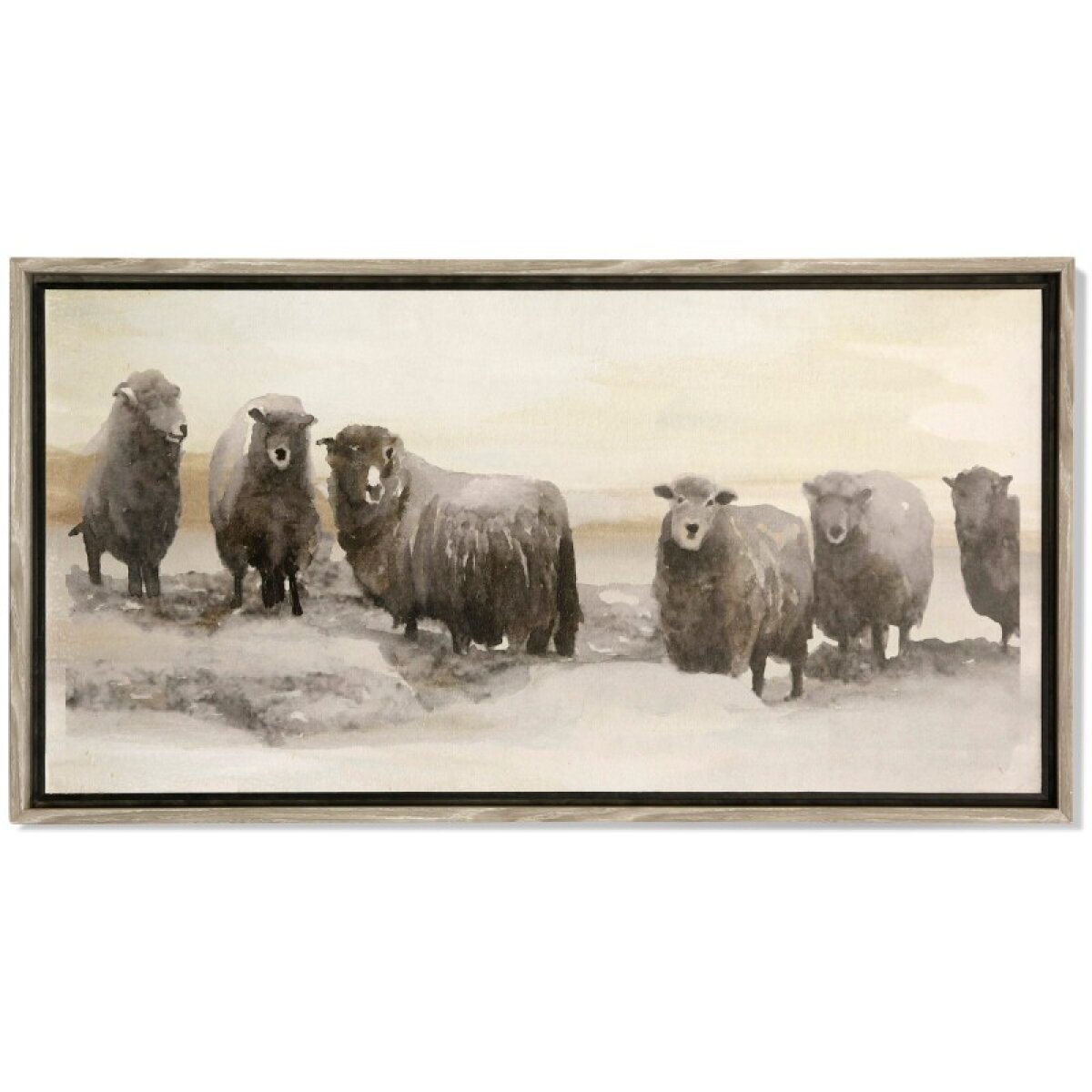 b0b7bf71bc59b639a86d1a6cada95566 Winter Sheeps I Textured Framed Print - Image 1