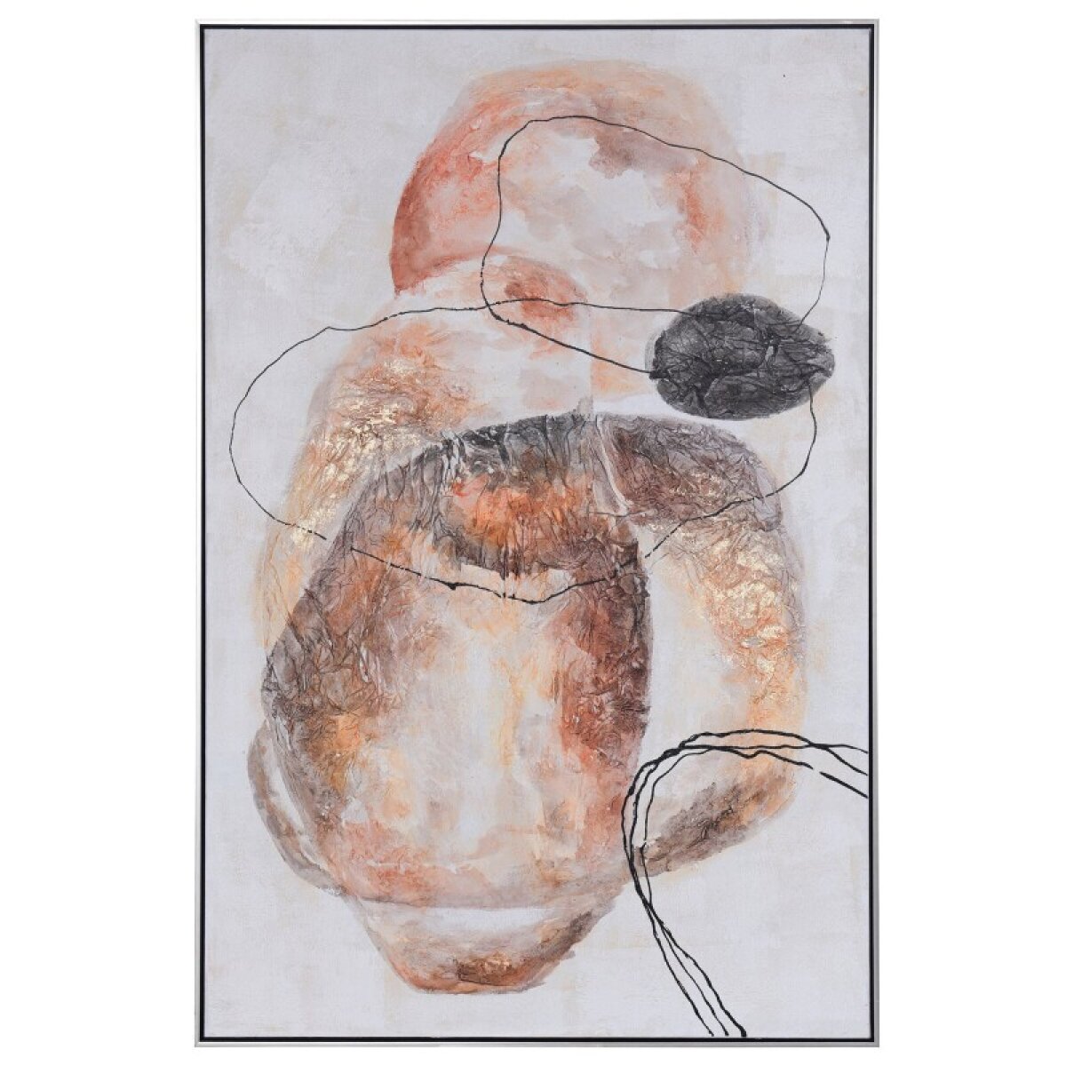 b11cba537ce6101228592447b376a98a Pebble Orbit Ii Hand Painted Textured Framed Canvas - Image 1