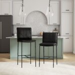 Mayer Leather Bar Stool - Jet Black - Image 9