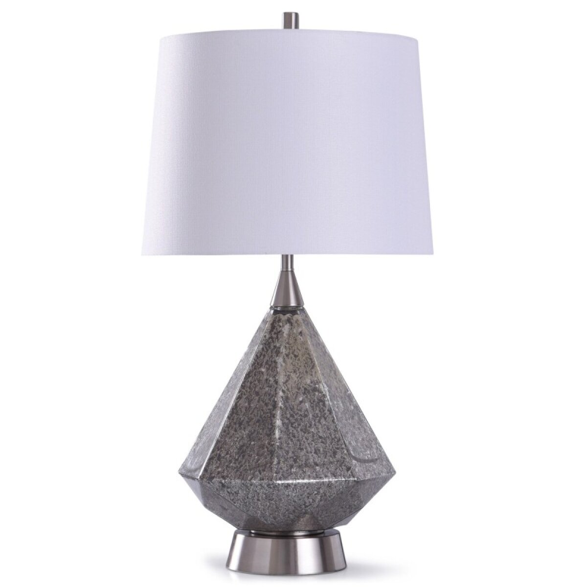 b1a3841314e70411740f1dcce169e4fa Rochford Silver 32in Transitional Artistic Diamond Shape Glass Table Lamp 150w 3-way - Image 1