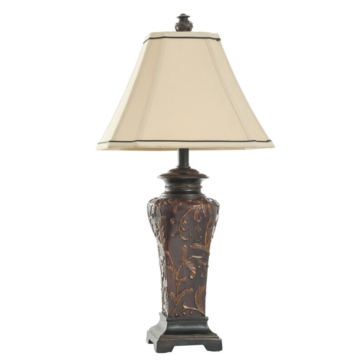 b20d040154f5eb52d54a0a399a491768 Crimson Floral Zoey Table Lamp With Trimmed Square Bell Shade - Image 1