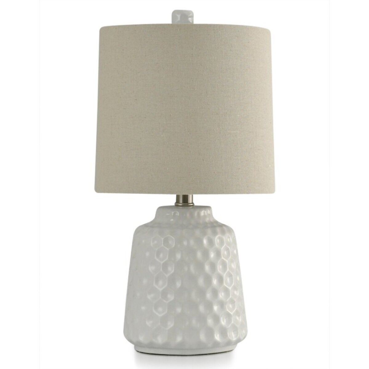 b29b20262612e9f11d8093e6e11b72f9 White Glaze Dimpled Ceramic Body Accent Lamp 60 Watts - Image 1