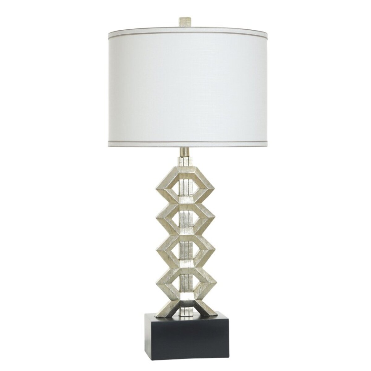 b2ae875537112ba50ff9a347f8c74142 Norman Wyatt Home Elevation Arcene Silver With Satin Black Poly Table Lamp - Image 1
