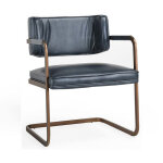 Fonda Leather Dining Chair - Ocean Blue