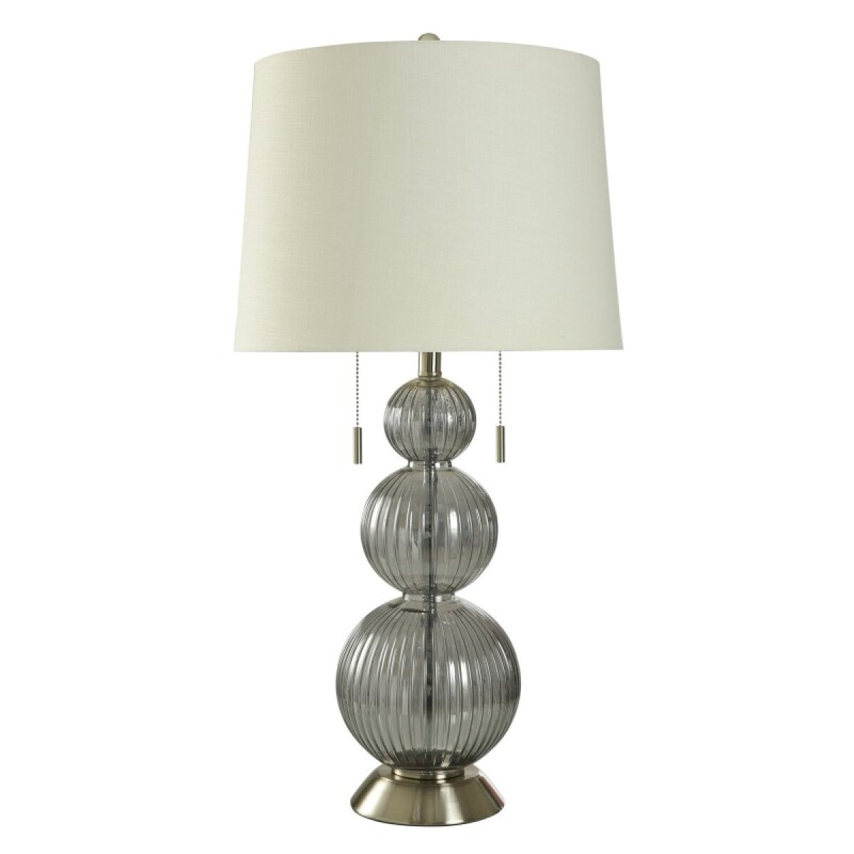 b5124e6ac6e319c59d1c7f440cc21fbe Casiphia Silver Ribbed And Tiered Glass Table Lamp With Double Pull Chain - Image 1