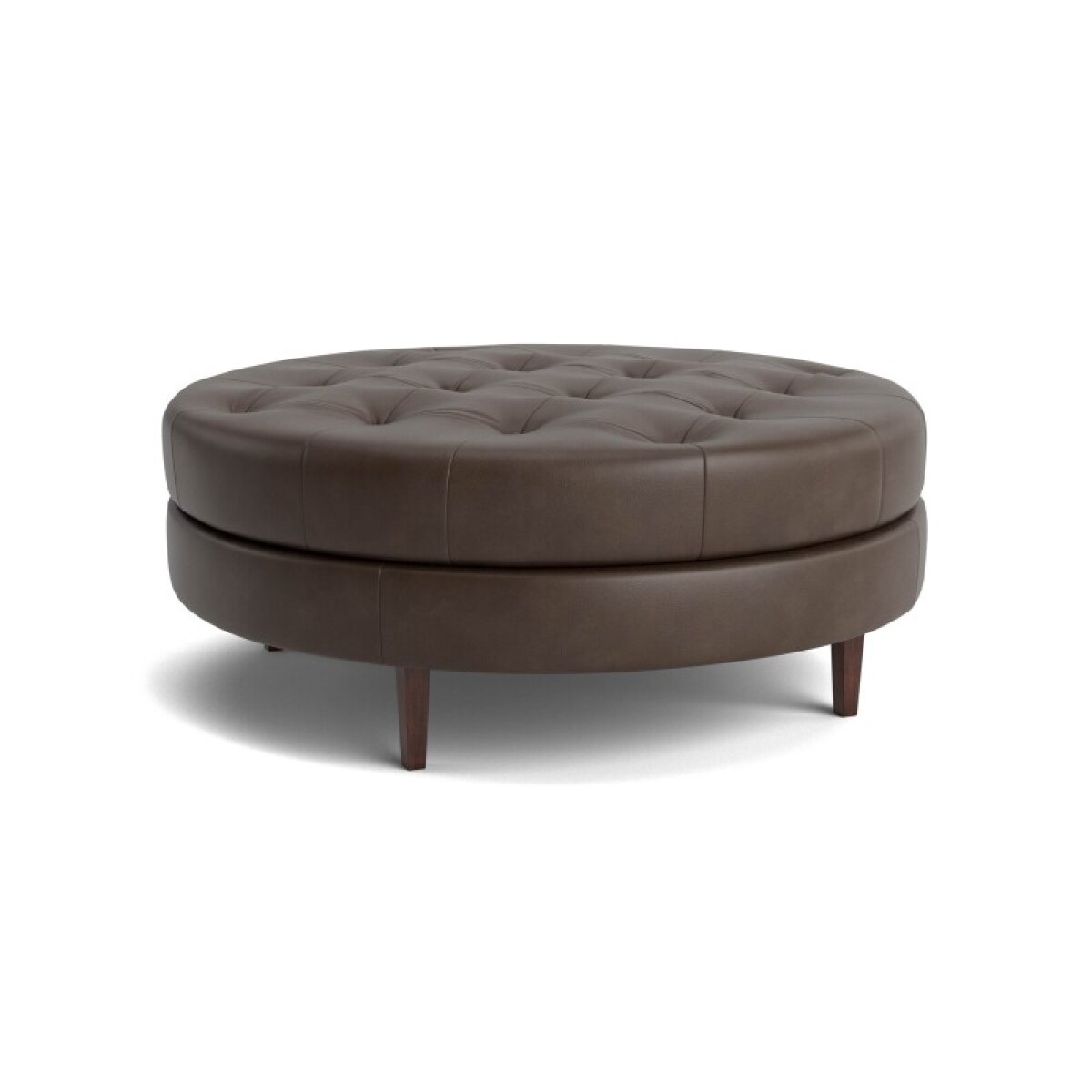 b52aa046ebfcda4b974629f1da3d5d2e Delway Round Leather Ottoman - Image 1