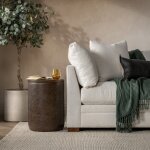 Andra Leather Round Accent Table - Cocoa Brown - Image 5