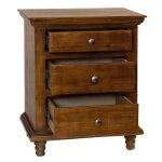 Pecan Solid Wood Rivers Edge Side Table With 3 Drawers - Image 3