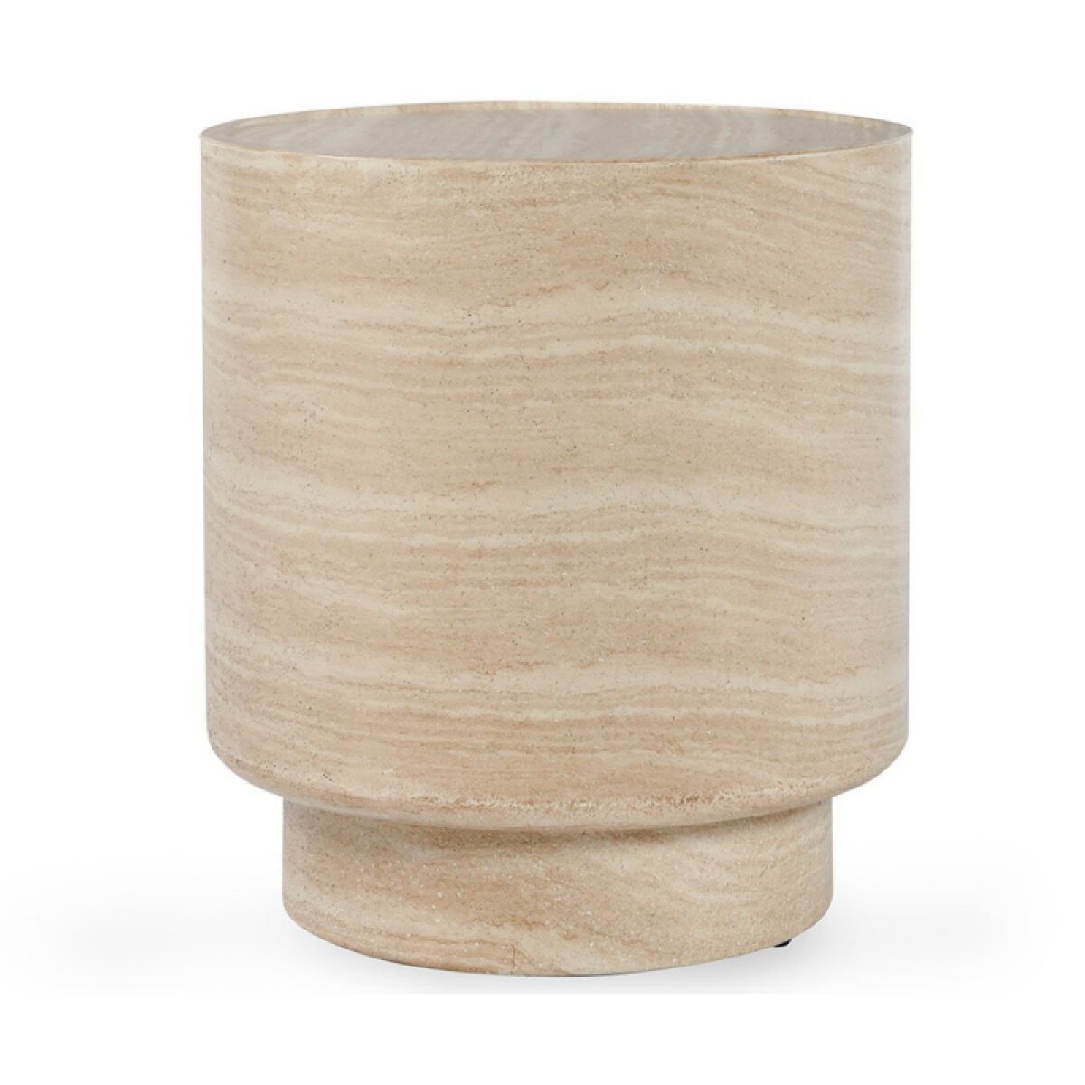 b6c622307edc610750290867bc2d0523 Mckenna Outdoor Round End Table - Travertine - Image 1