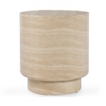 Mckenna Outdoor Round End Table - Travertine