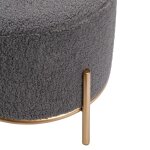Zanella Round Gray Upholstered Sherpa Foot Stool Ottoman - Image 4