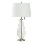Clear Seeded Metal & Glass Table Lamp 33in 100 Watts