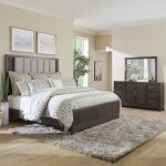 Modern Edge Queen Uph Bed, Dresser & Mirror