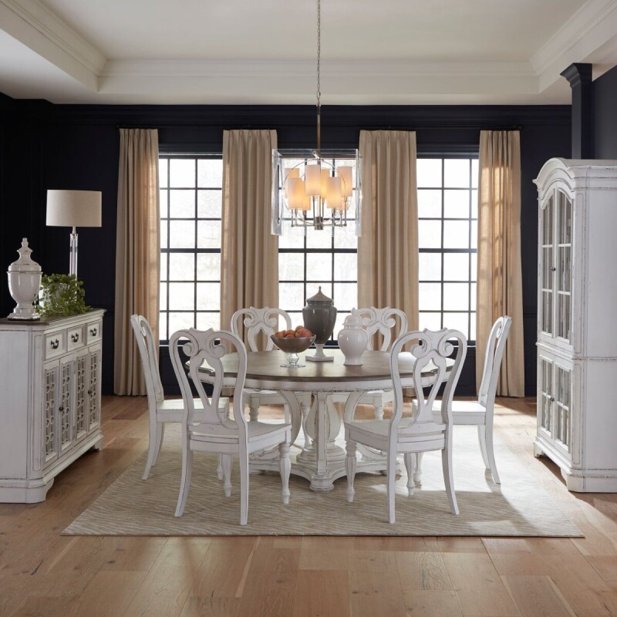 b809e94c491e8e4ba5f8e6e8674456e3 Magnolia Manor Opt 7 Piece Round Ped Table Set - Image 1