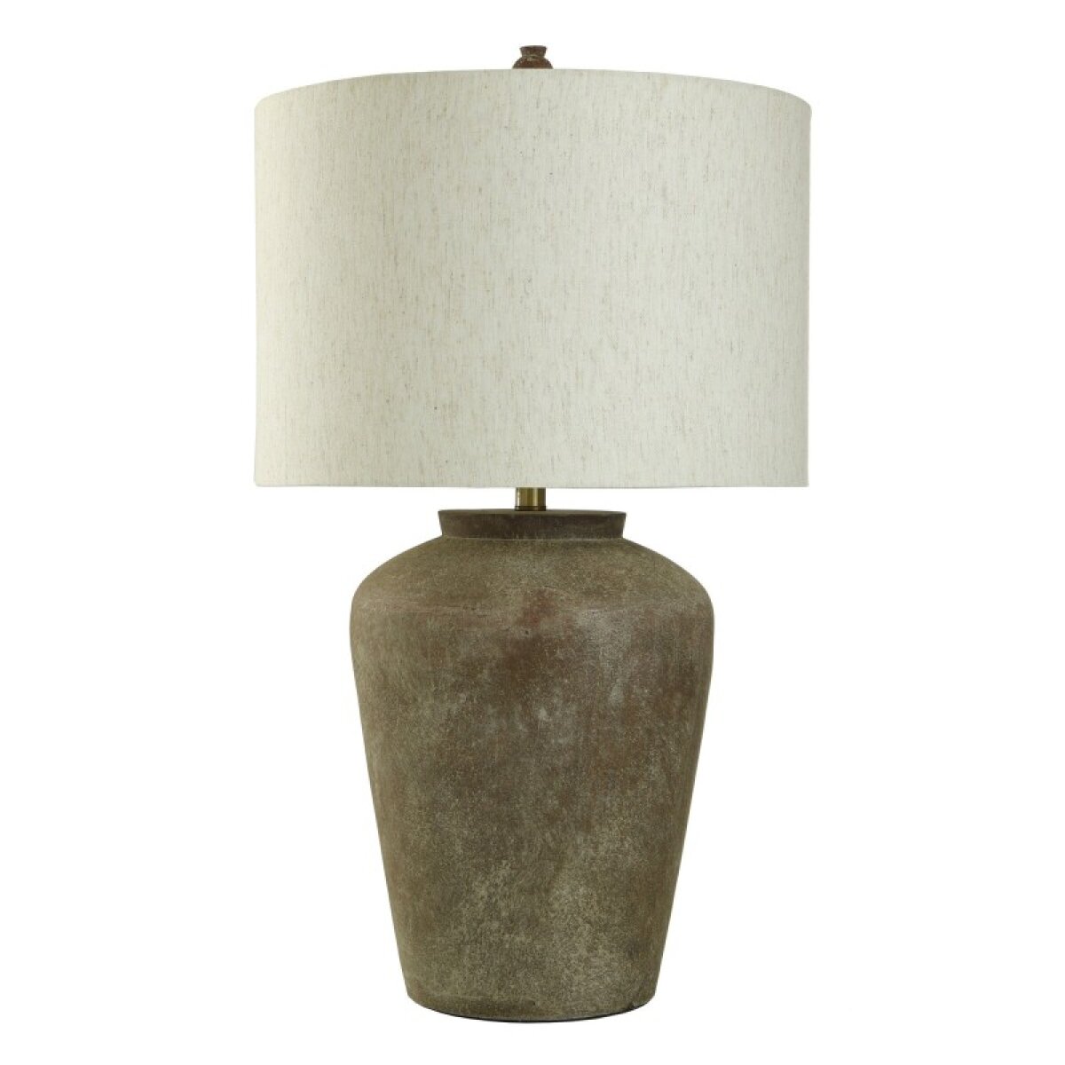 b82970180123b2aefd322e18d7c65a57 Patina Cotta Rustic Cement Table Lamp With A Distressed Brown Finish - Image 1