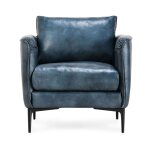 Abigail Leather Club Chair - Ocean Blue - Image 3