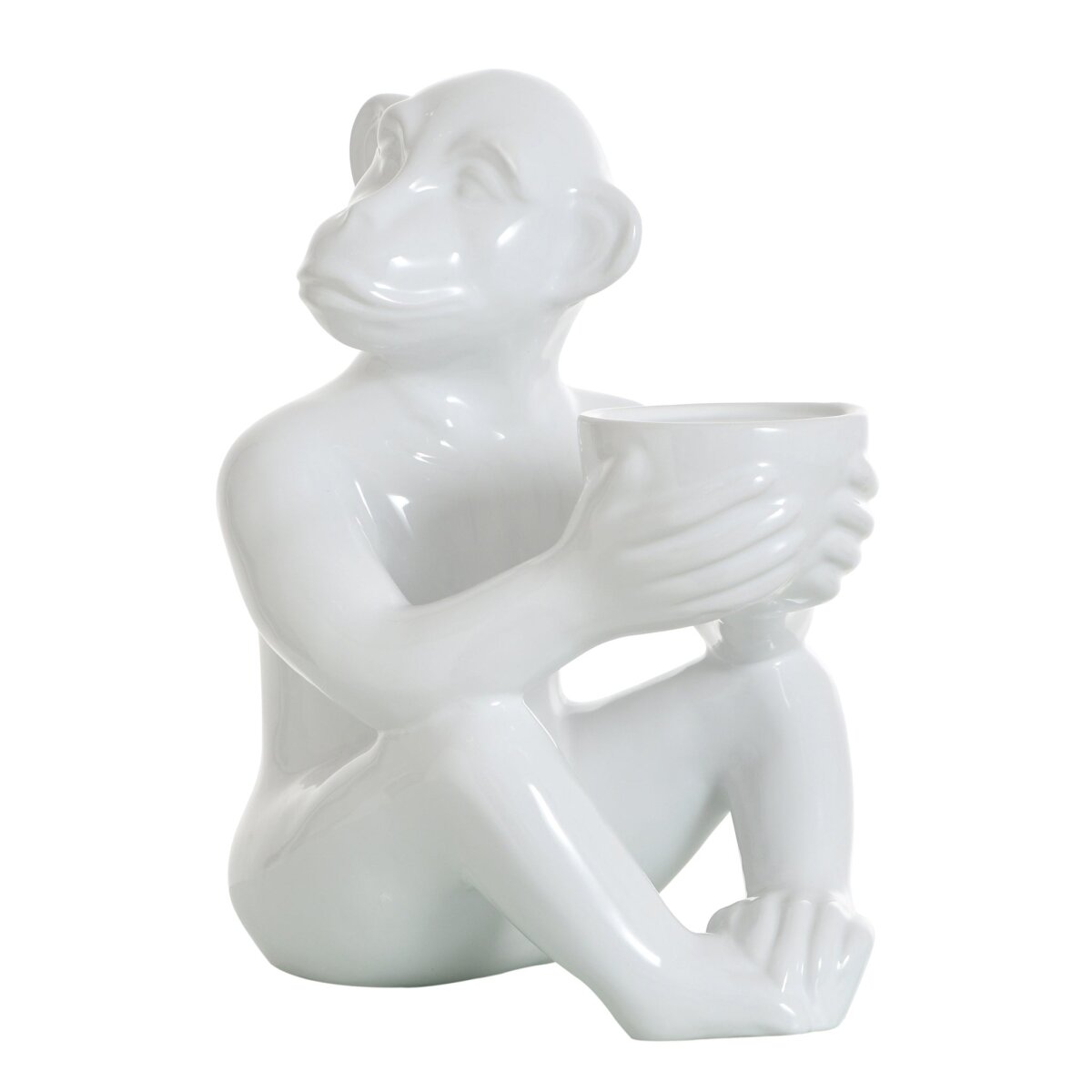 b947f984a9896f7bba03b2e0e80b6a5f Jane Chimp Candle Holder | White Finish On Ceramic - Image 1
