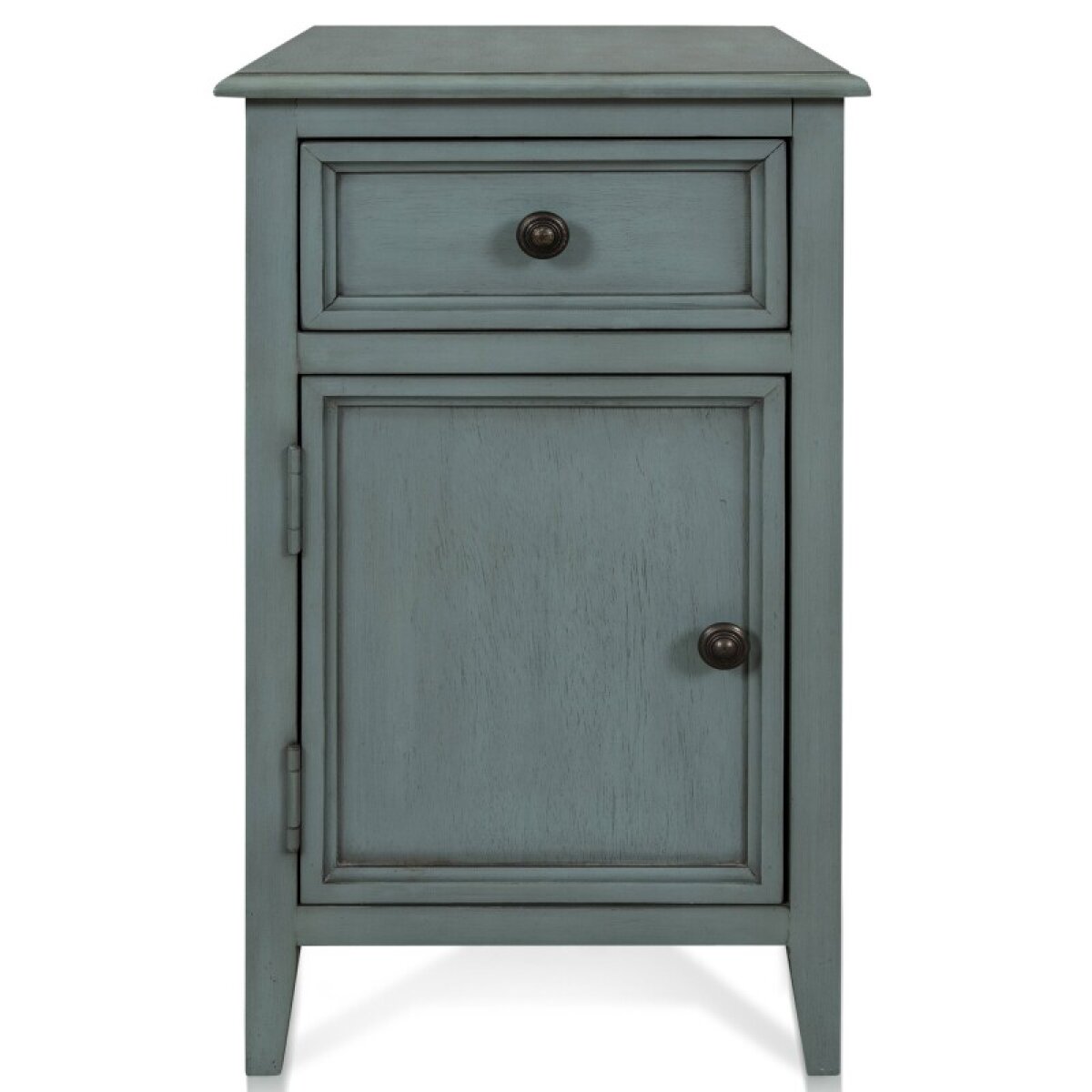 b99708b949c5a35e1223604d5d53429f Aged Seafoam Side Table With Drawer And Cabinet - Image 1