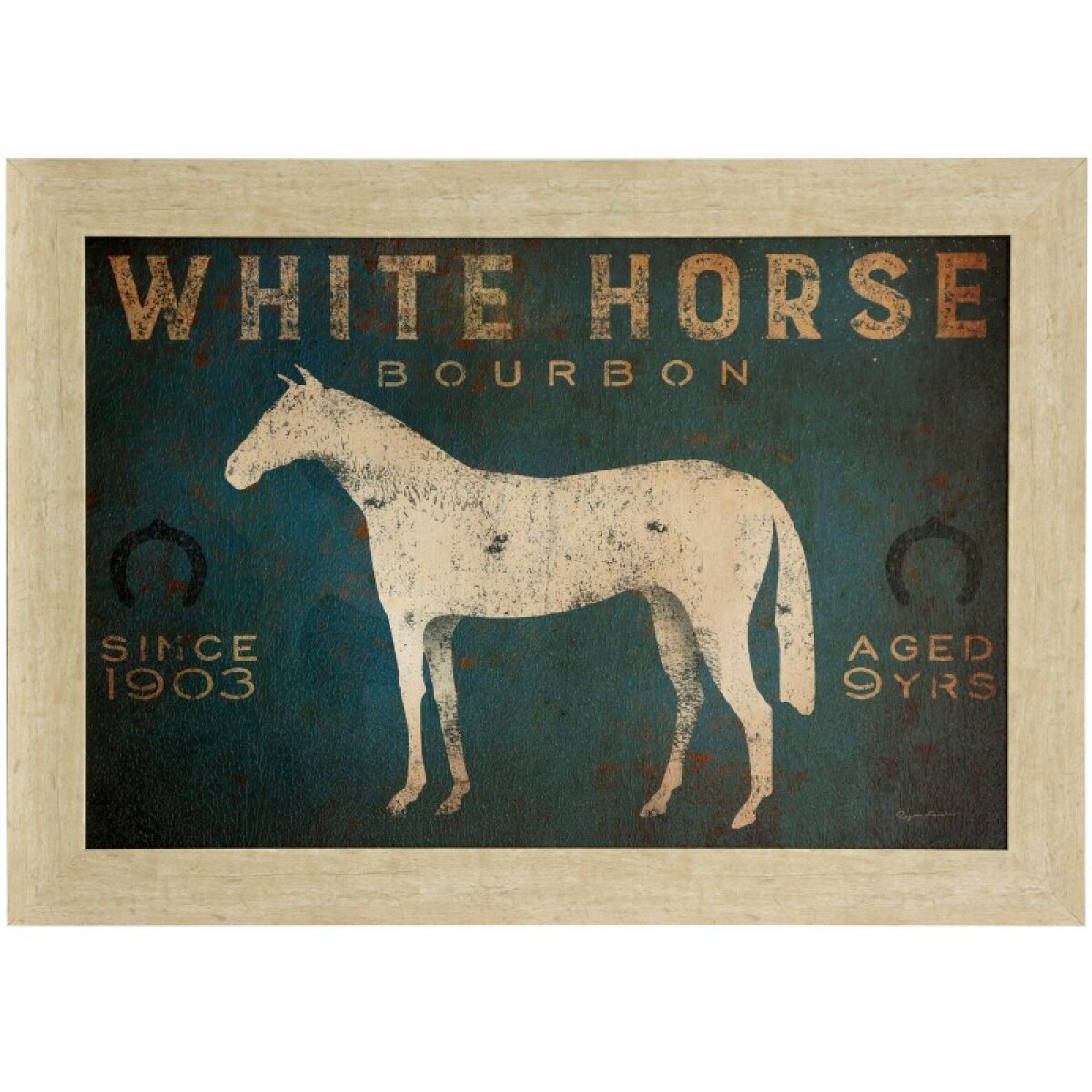 b99fa37f9236f27c96389f6b877bebd6 White Horse Bourbon Textured And Framed White Horse Print - Image 1