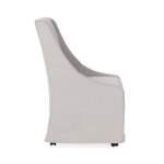 Warwick Upholstered Rolling Dining Chair - Stone Beige - Image 4