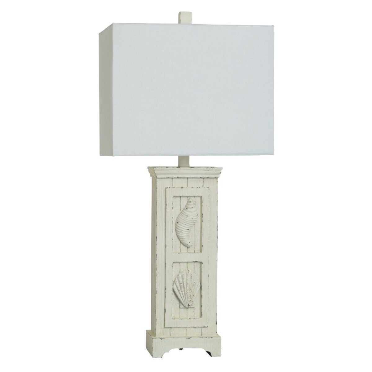 ba183decd318d406b056035306dbf1cd Old White Cast Resin Table Lamp 30in 60 Watts - Image 1