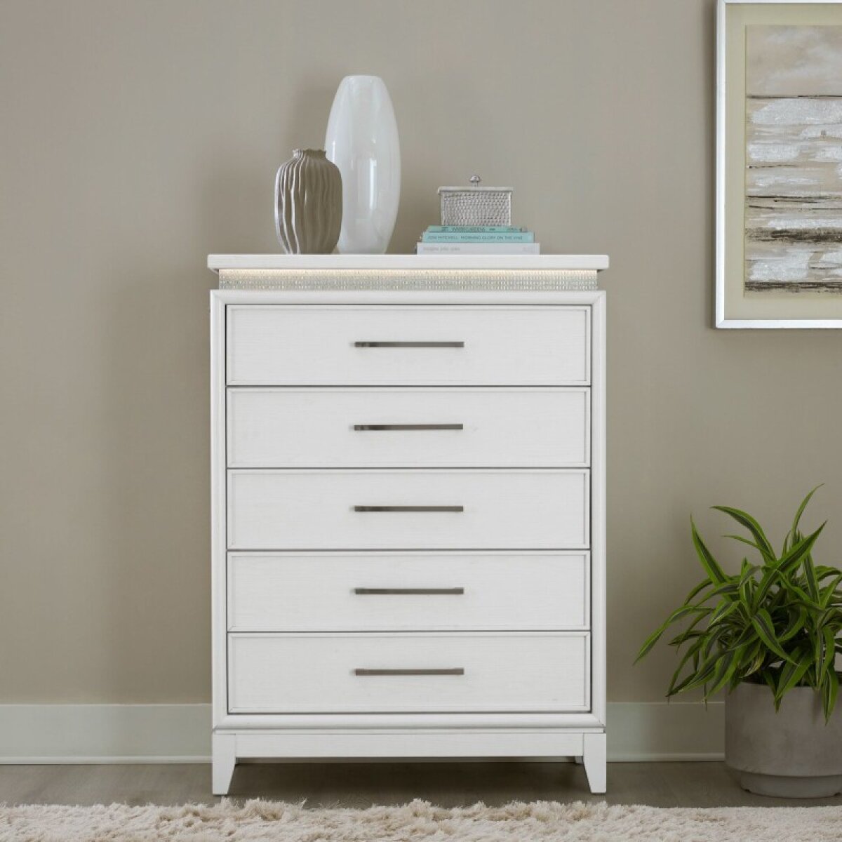 ba2f2a7ae1e05ffb04ffa8213427939c Reflections 5 Drawer Chest w/ Lights - Image 1