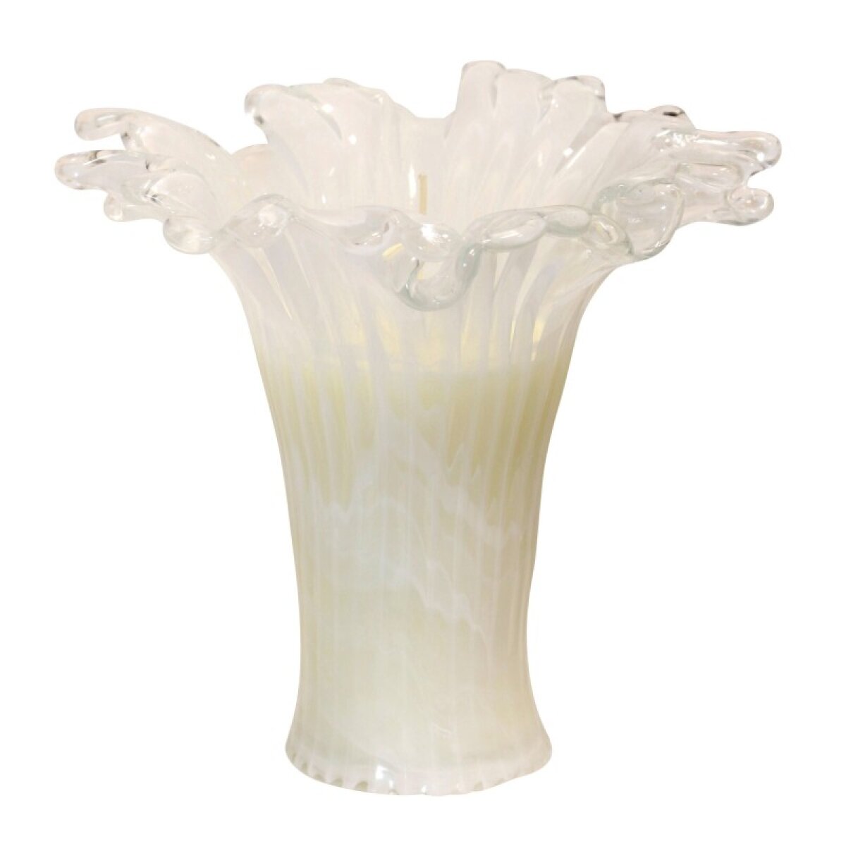 ba6b065d36fc75947b9d278da0ce0039 White Iris Marinella Glass Candle Vase - Image 1