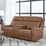 Haywood - Butternut Power Console Loveseat With Power Headrests