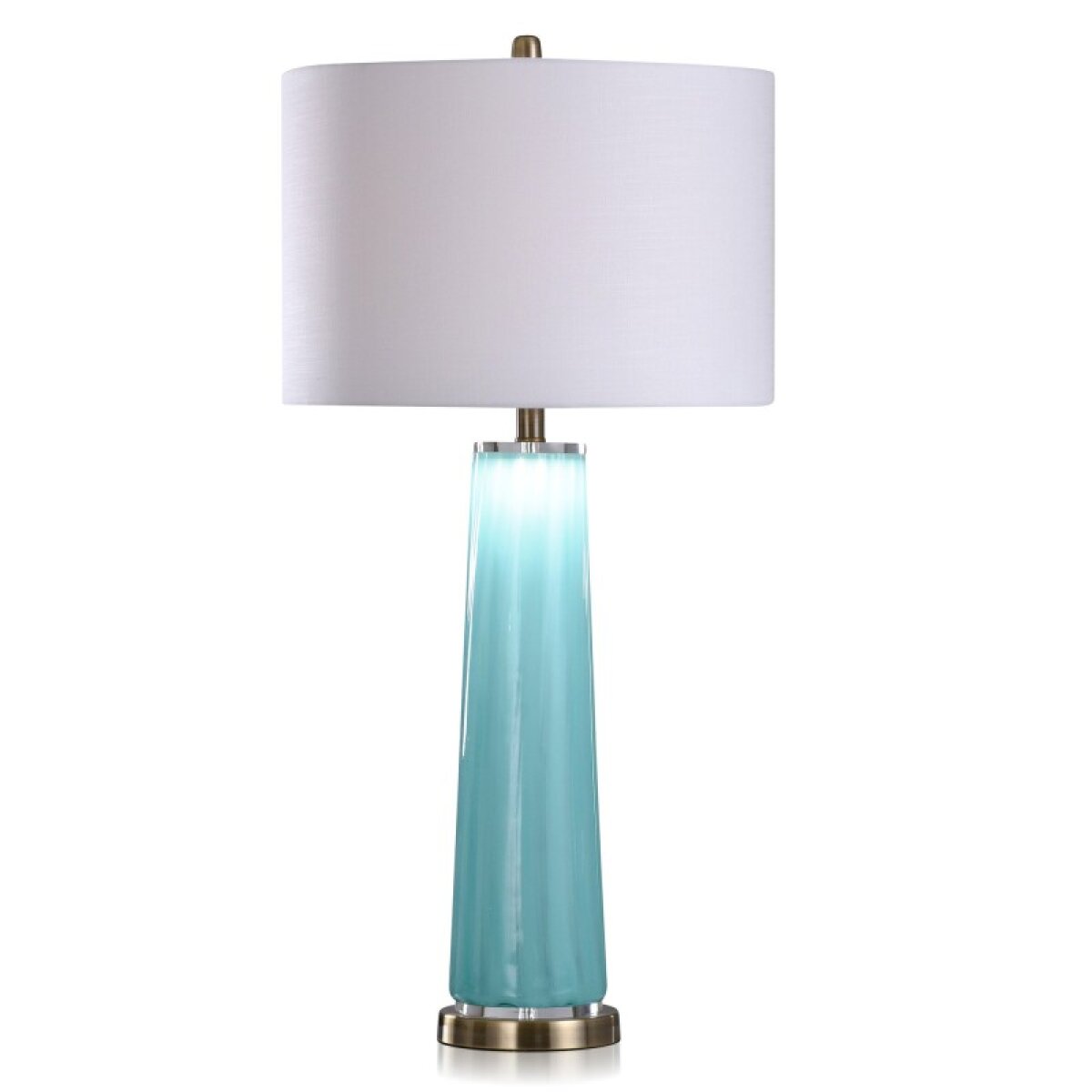 bb5fb8da8e365270a646bd6377b1c5a9 Solapur Sky Contemporary Ocean Blue Art Glass Body Table Lamp With Led Night Light In Base 17in - Image 1